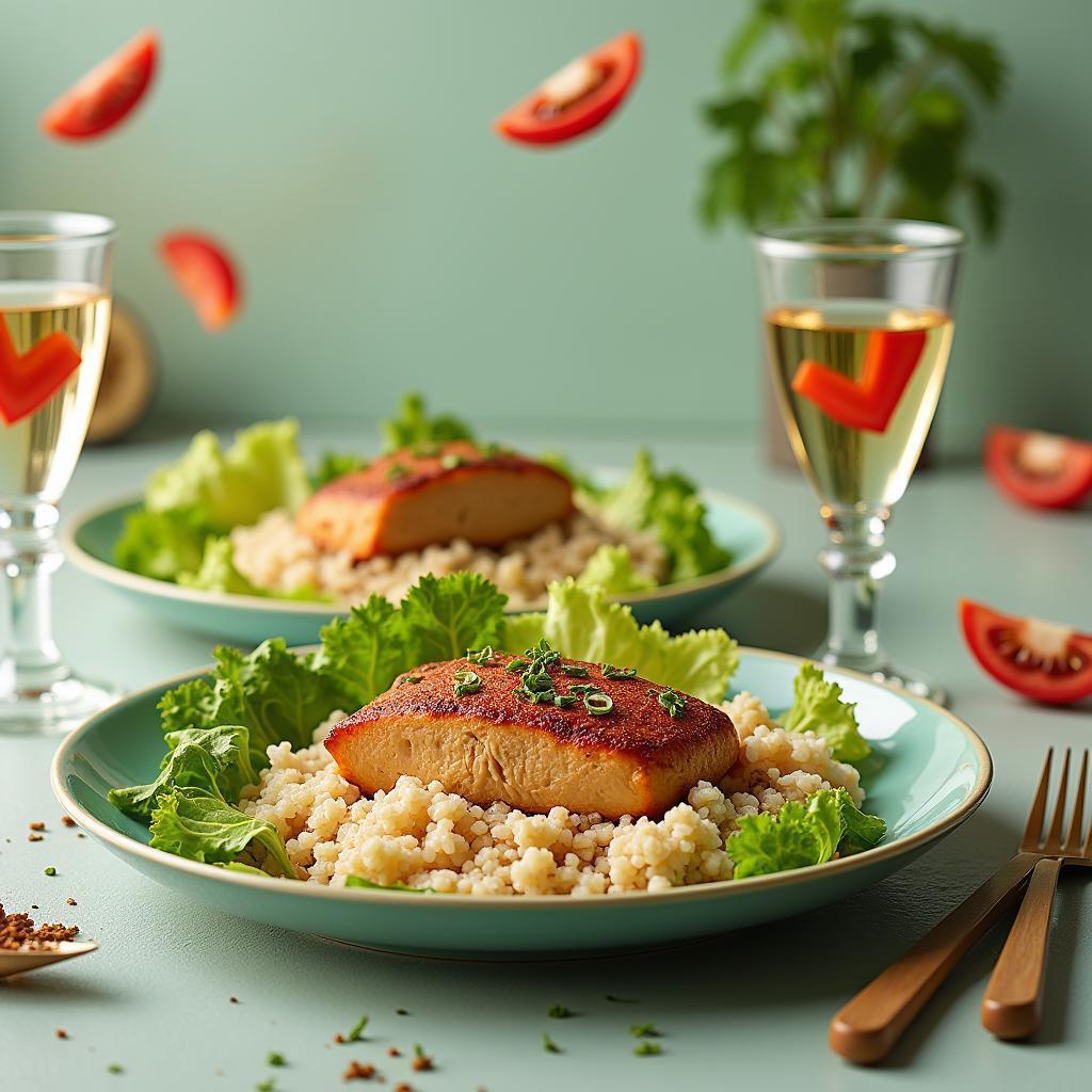 Surrealist Tuna Dinner With Floating Tomatoes
