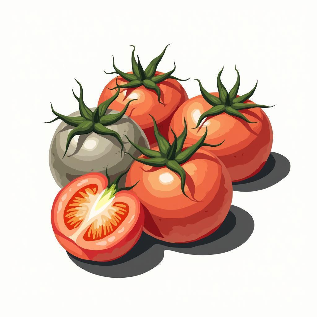 Stylised Tomatoes in Grainy Cinematic Minimalism