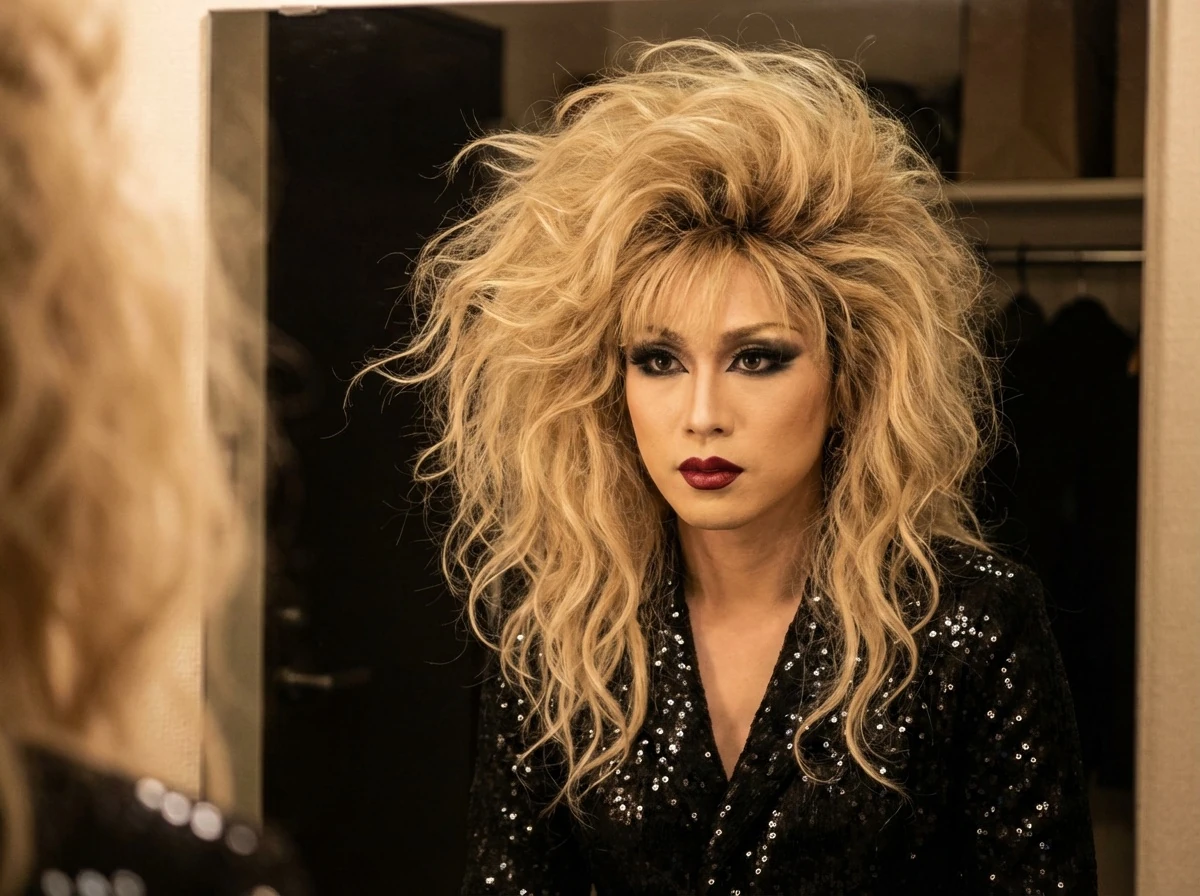 Drag Queen With 1980s Big Hair