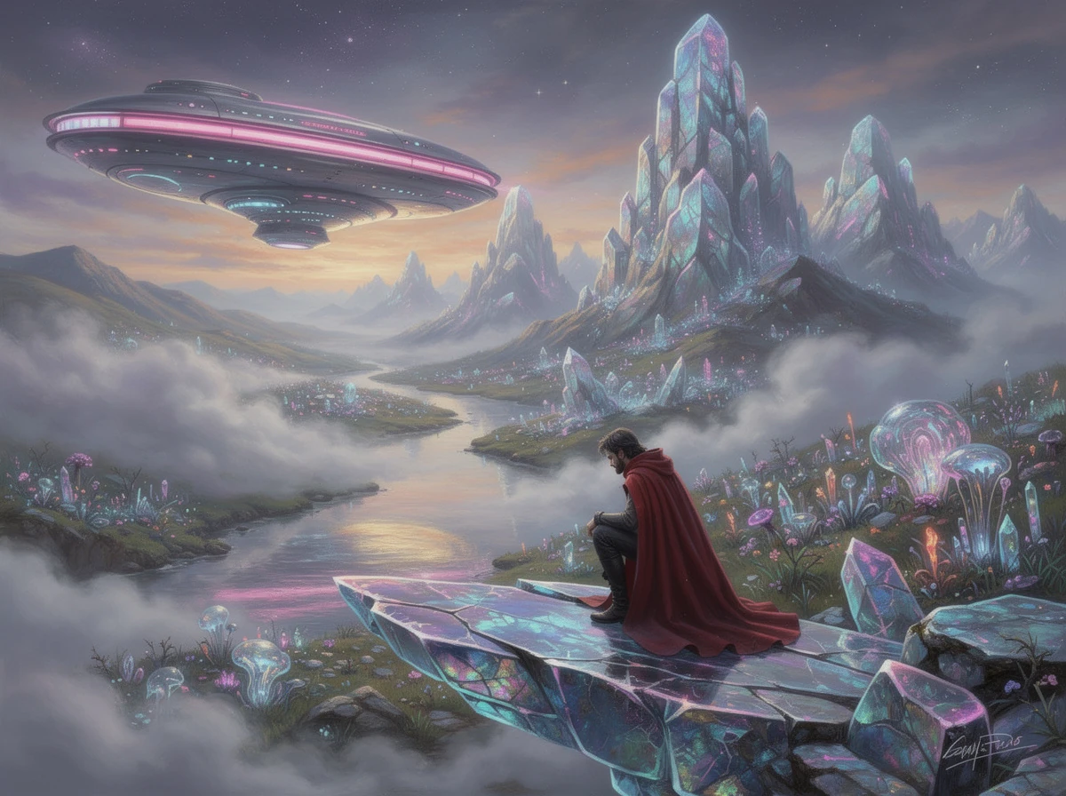 Labradorite Sky Over Crystal Mountains