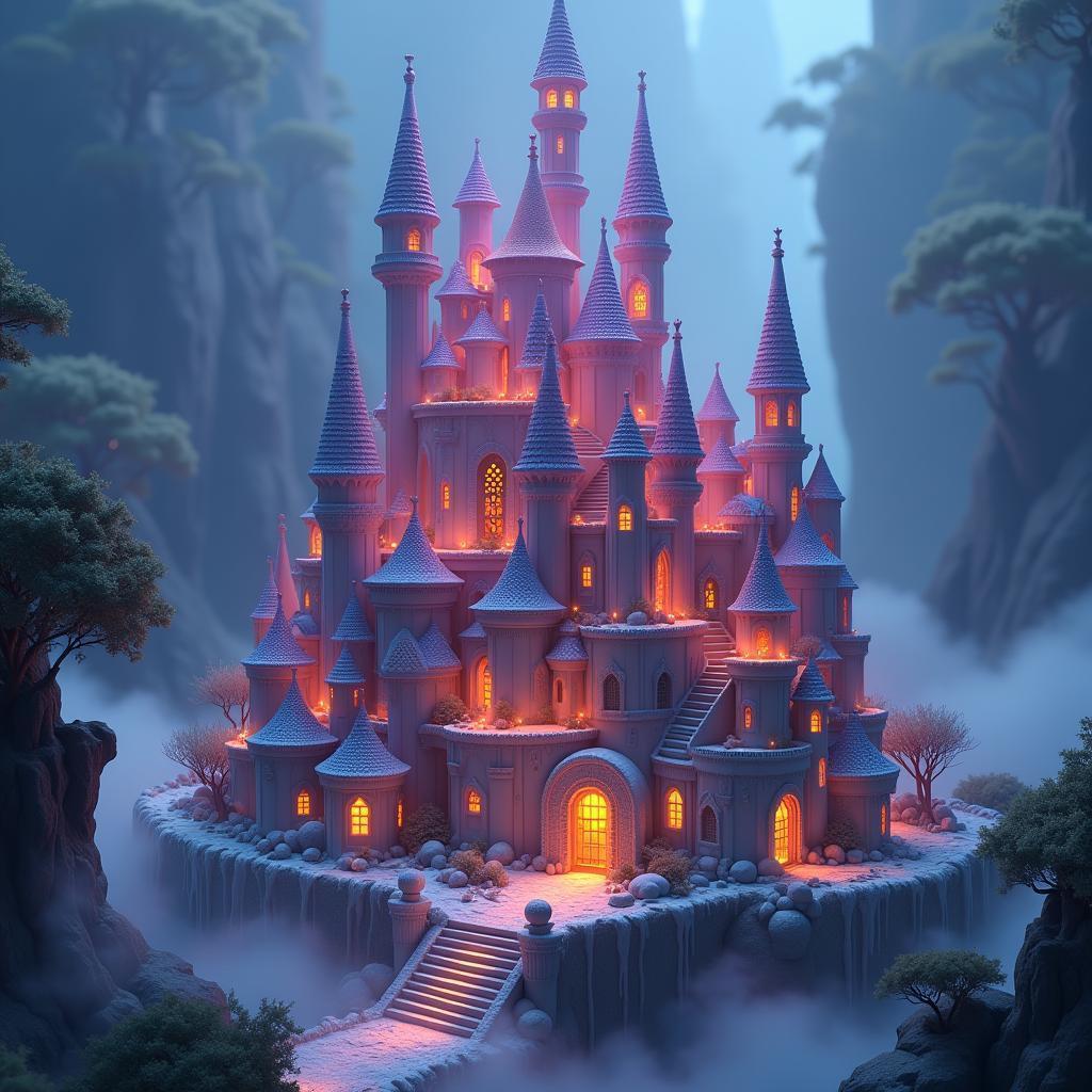 Glowing Fantasy City Built Entirely of Cake