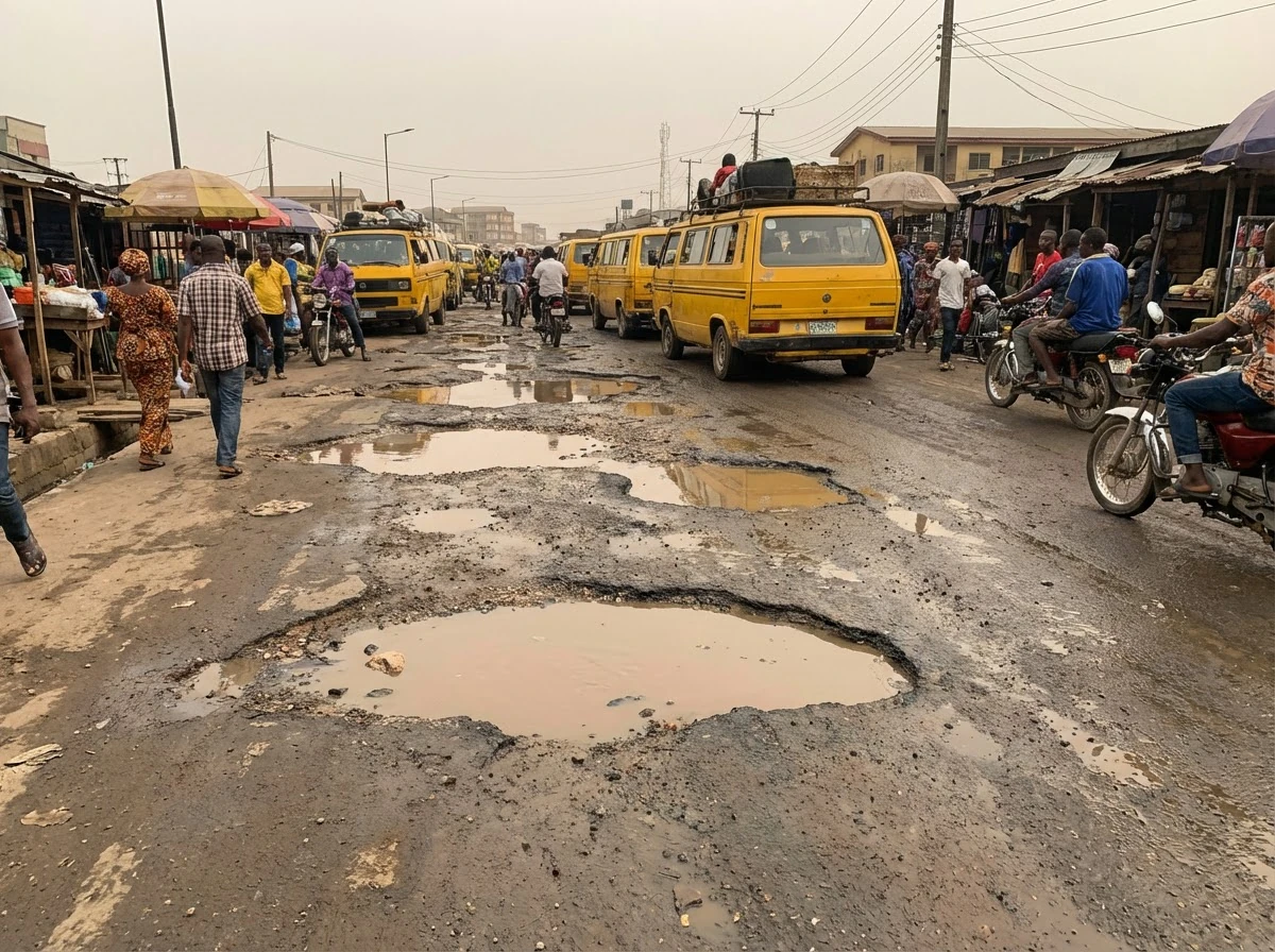Potholes On A Busy Street