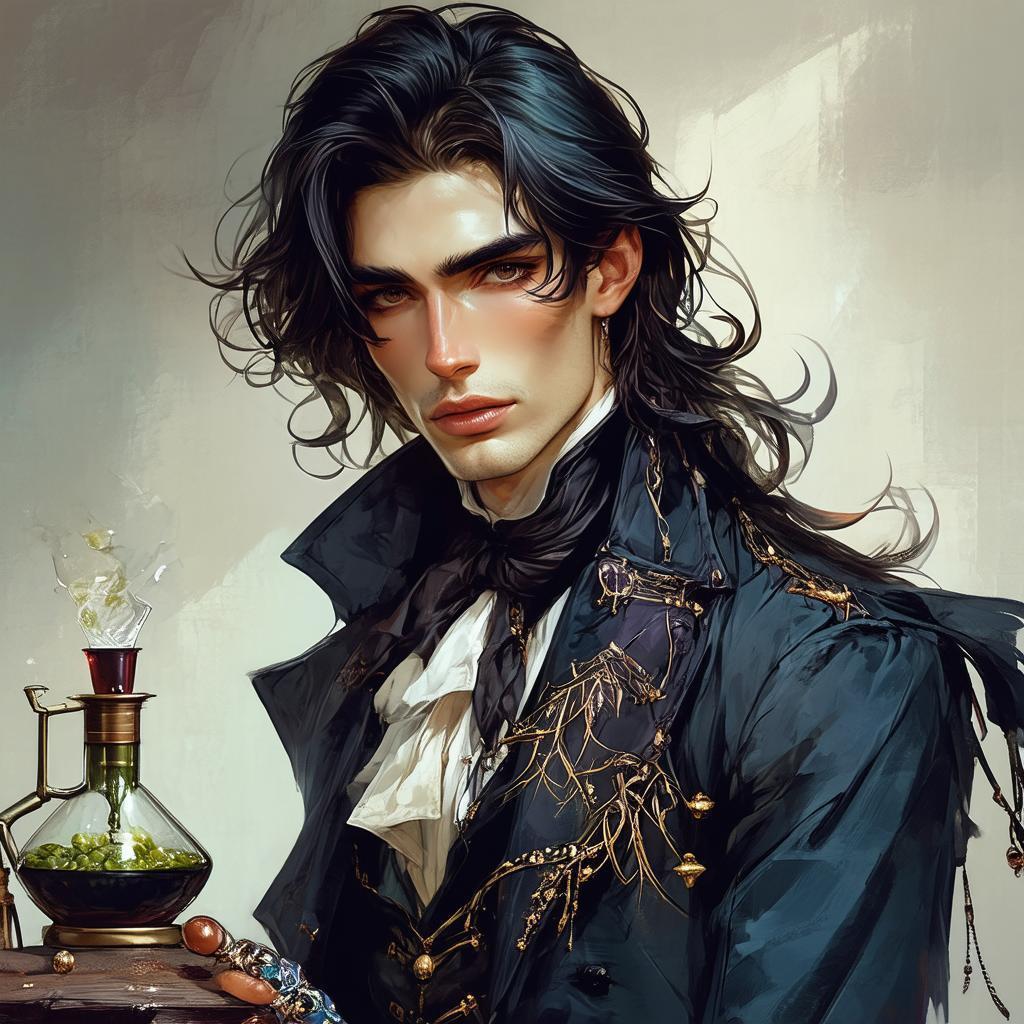 Dark Haired Alchemist in 1920s Elegance