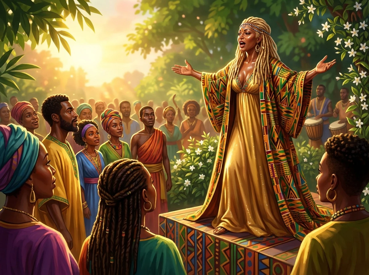 African Goddess Addressing Her Followers