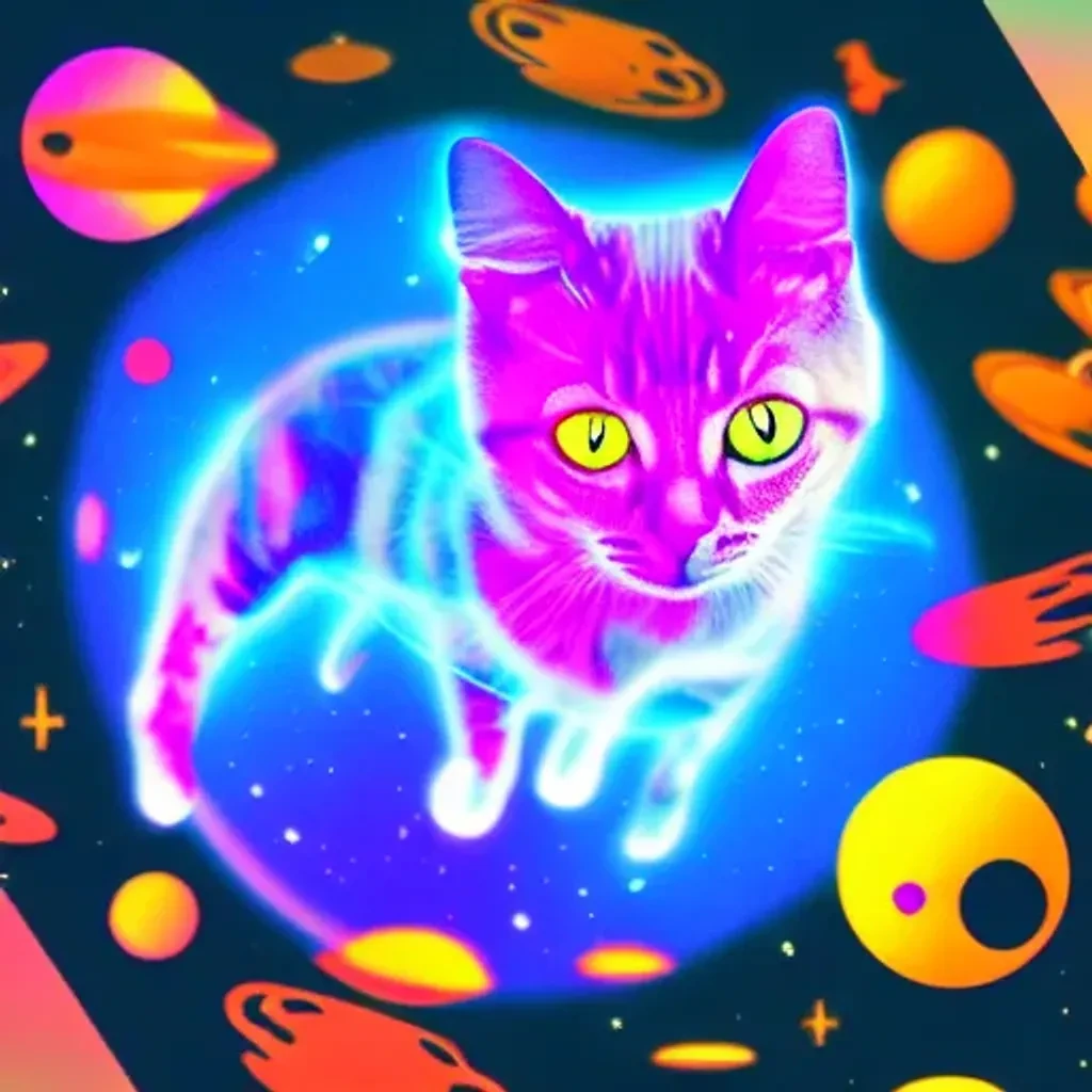 Hologram Cat In Space