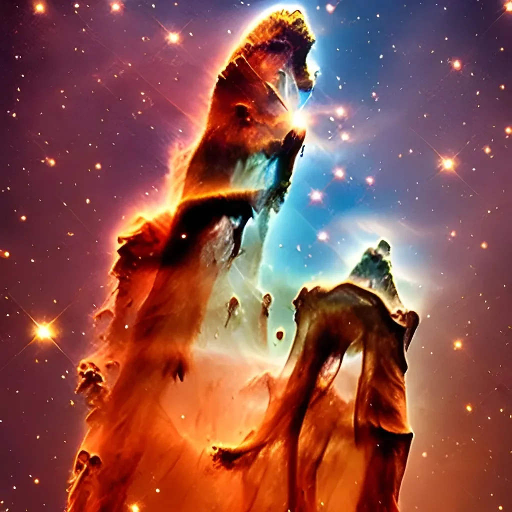 Pillars Of Creation In Deep Space