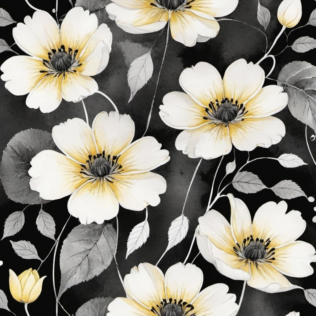 Three Yellow Flowers Illustration