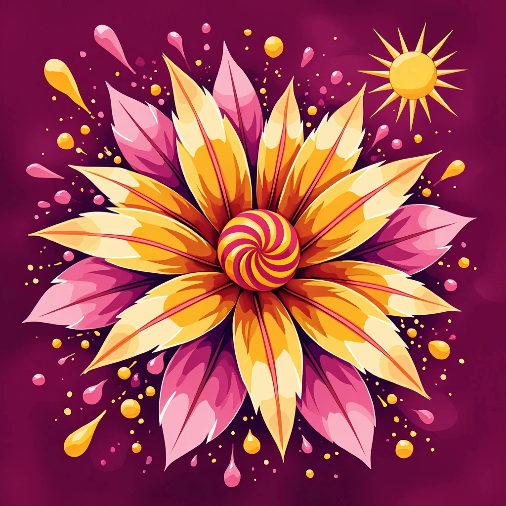 Stylized Flower On Magenta