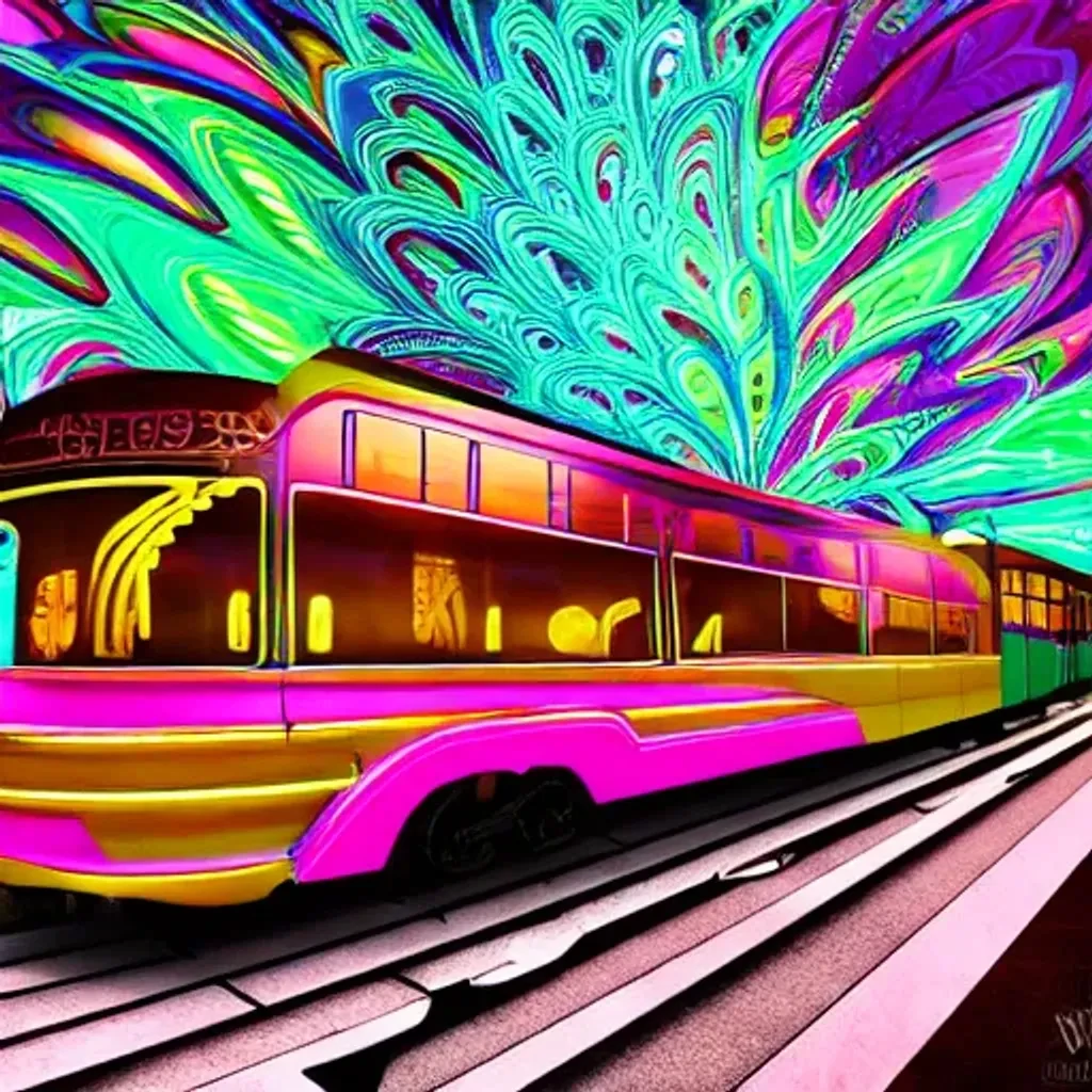 Psychedelic Streetcar Illustration