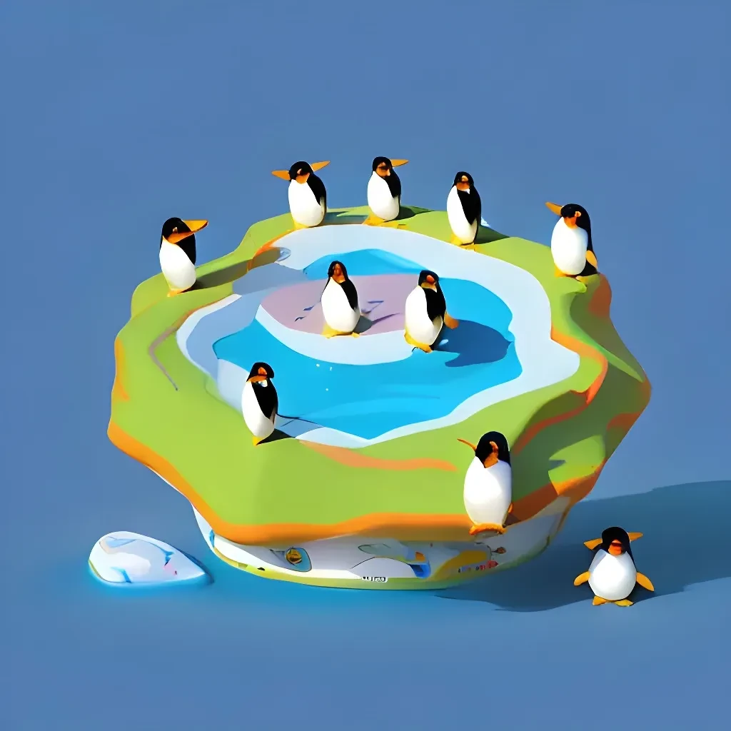 Floating Island Of Penguins