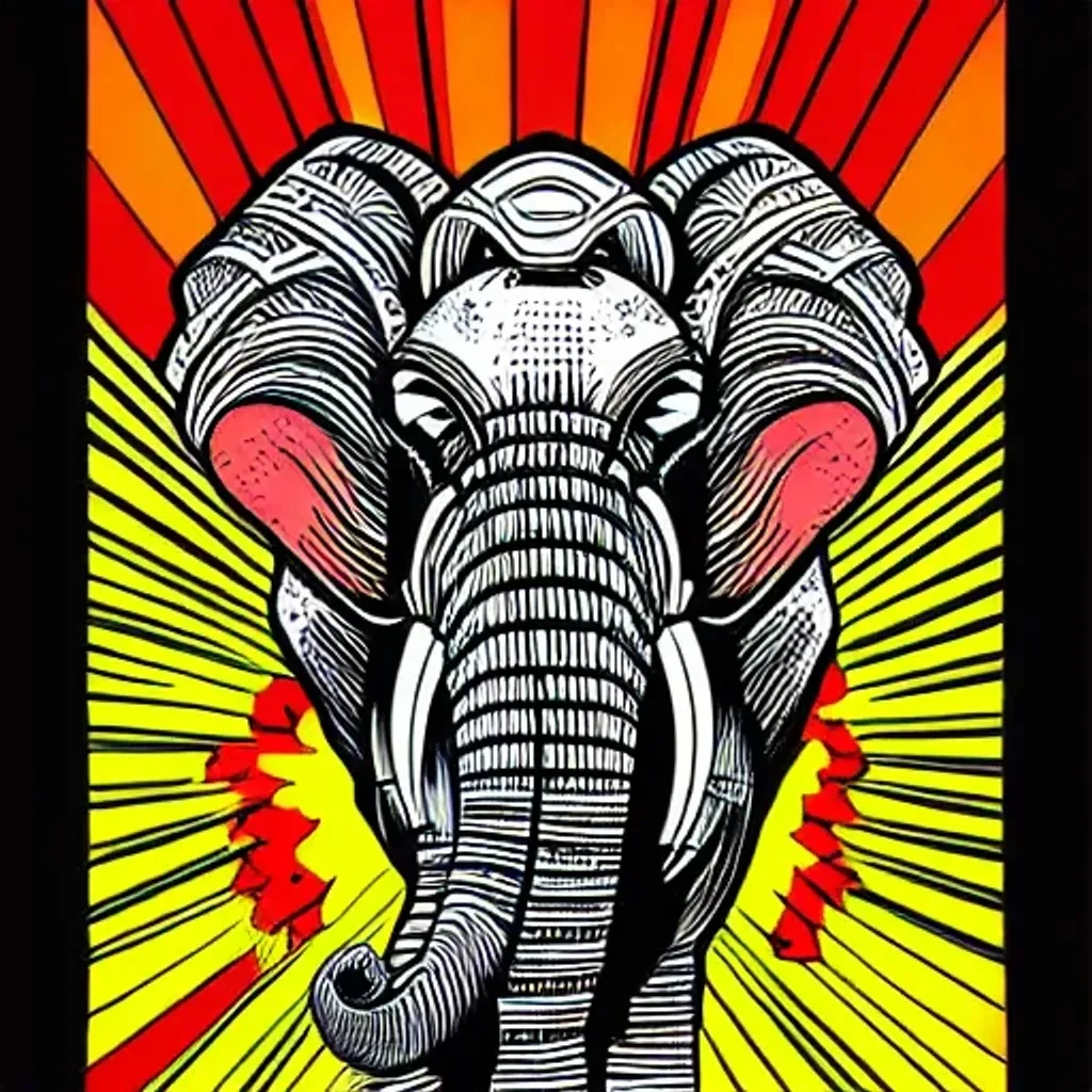 Retro Comic War Elephant