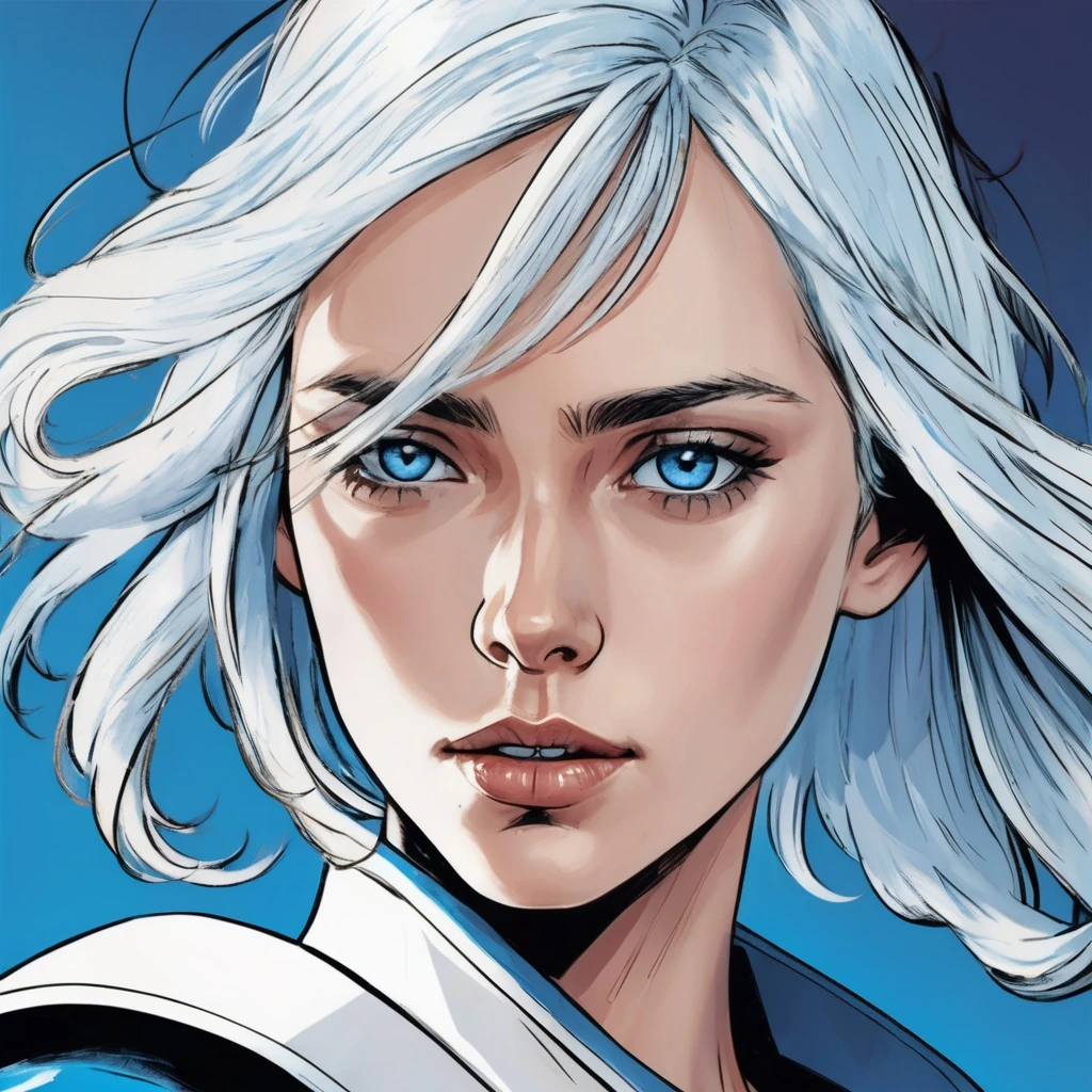 Comic Portrait White Haired Woman
