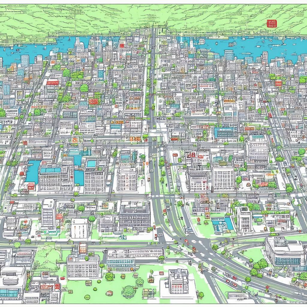 Grey and Gold Manga City Map