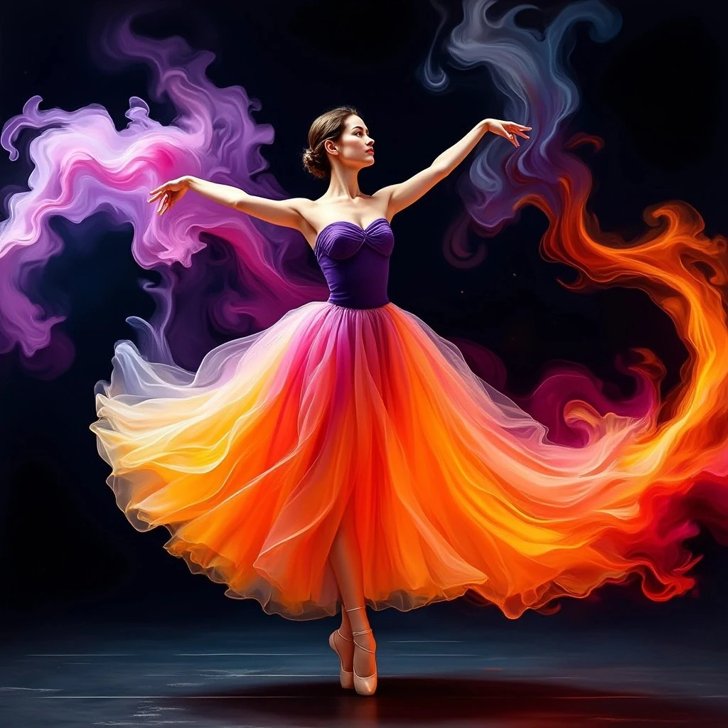 Ballerina In Multicolored Skirt