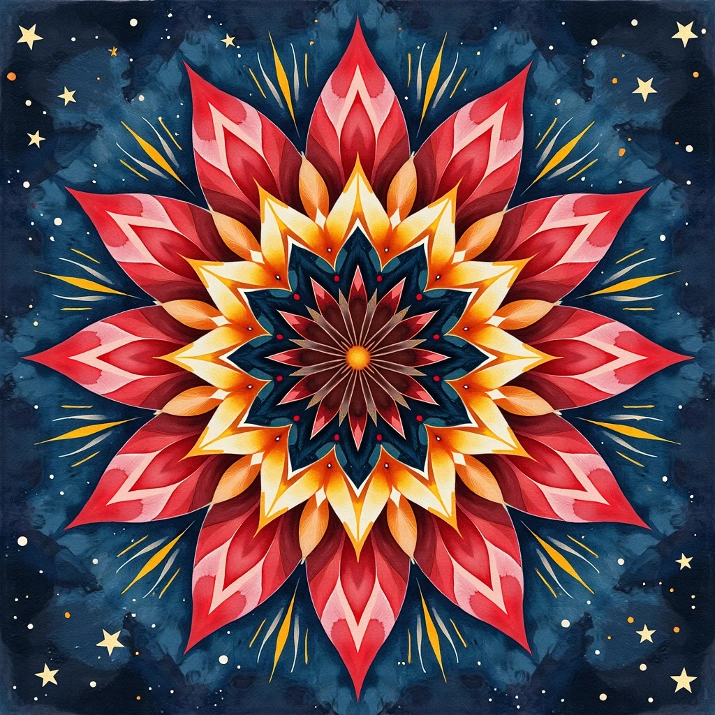 Mandala On A Starry Navy Sky
