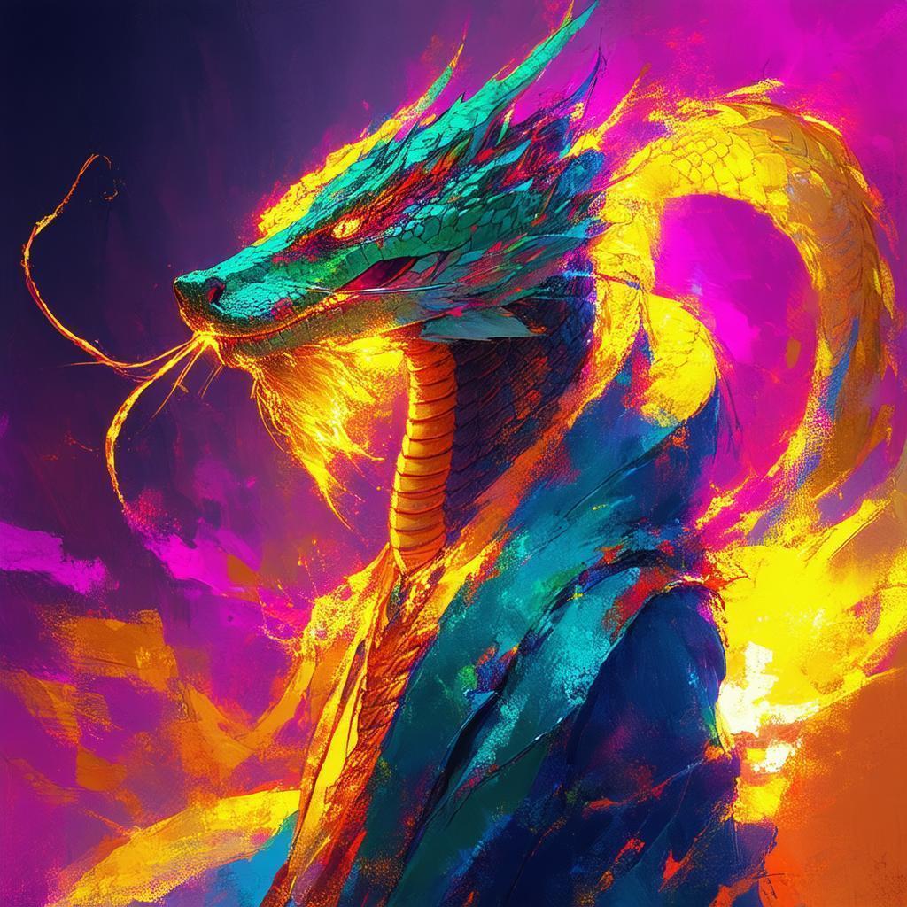 World Serpent in Expressionist Fantasy Fire