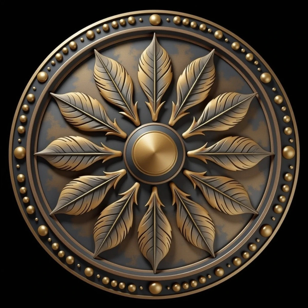 Ornate Shield With Golden Leaves
