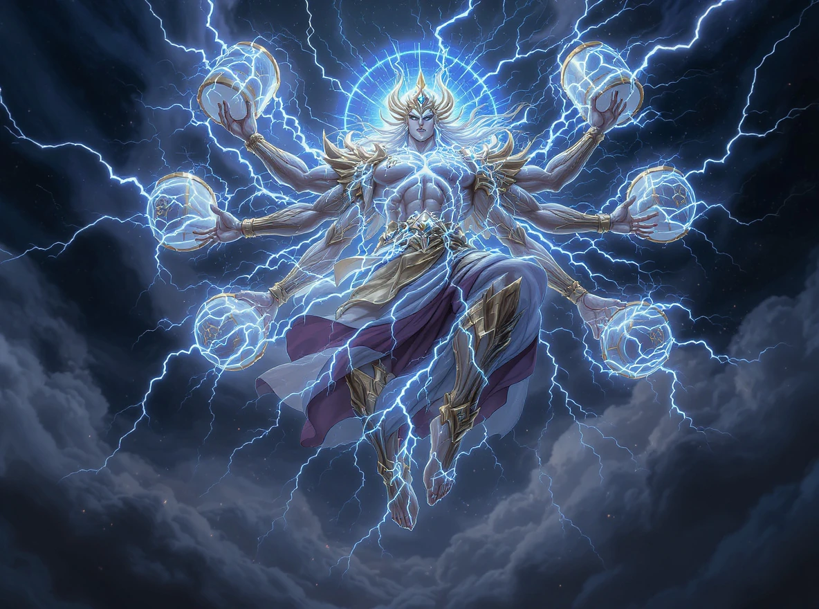 Six Armed Thunder God