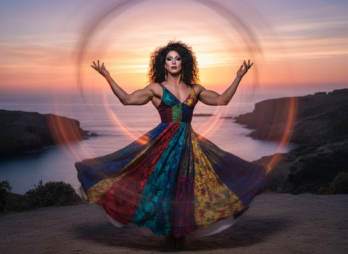 Drag Queen Dancing At Sunrise