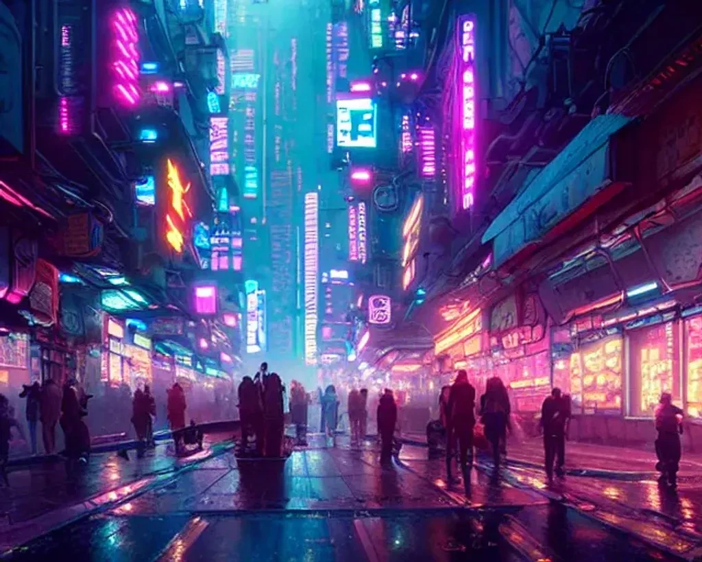 Neon Cyberpunk City Street