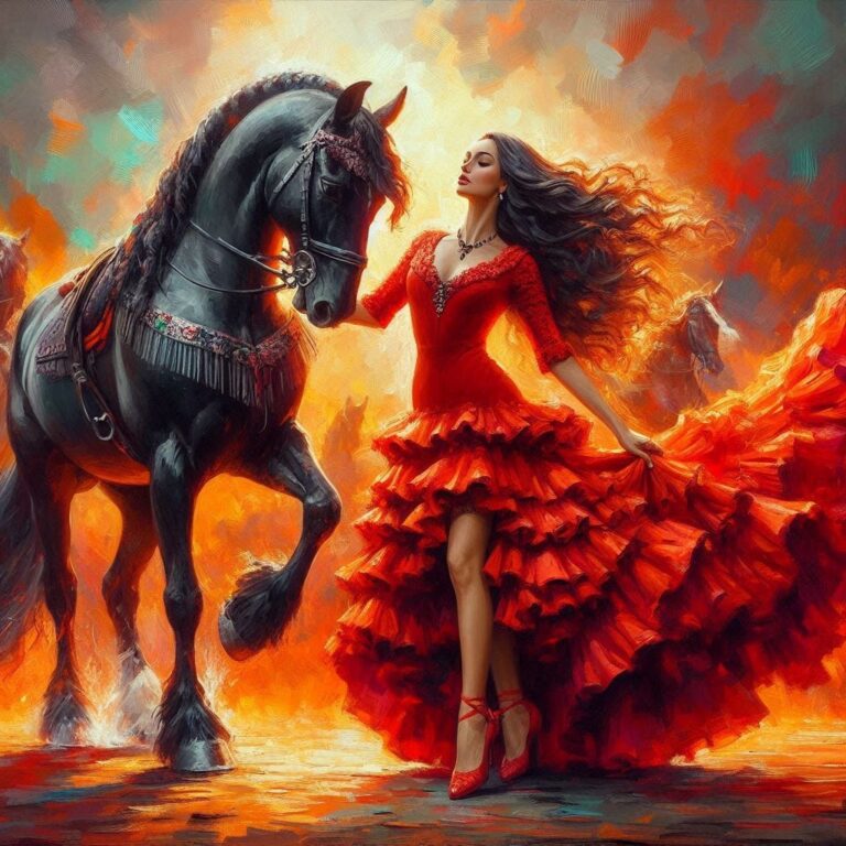 Flamenco Dancer With Magnificent Stallion