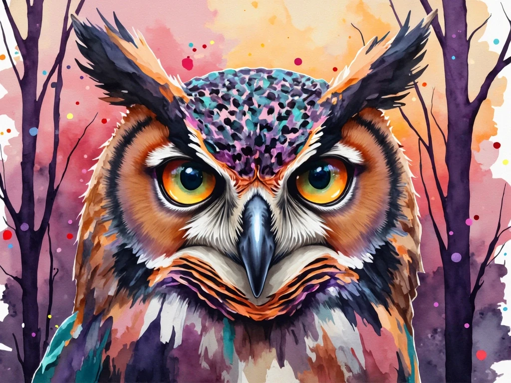 Surreal Owl Face Portrait