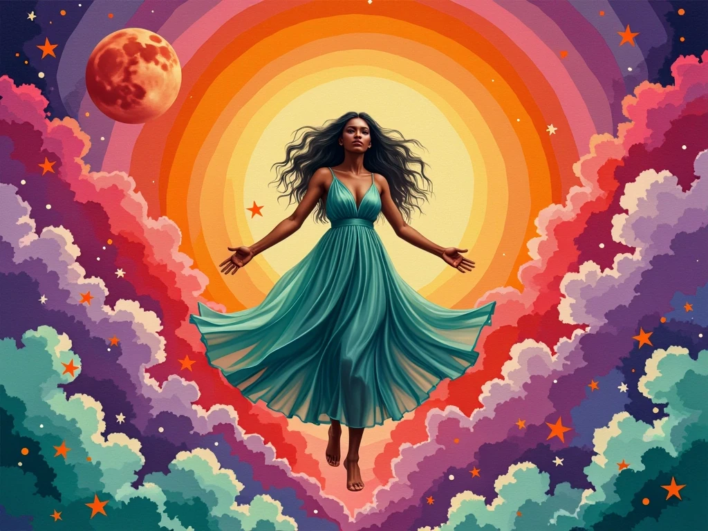 Floating Woman In Teal Dress