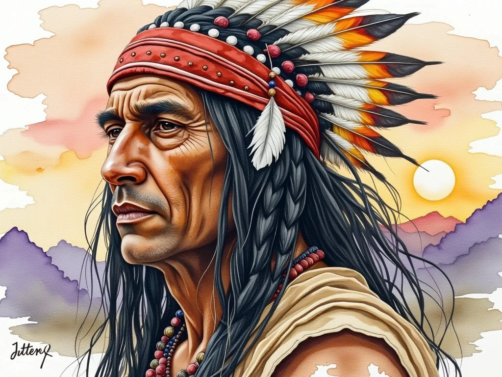 Native American Elder Watercolor
