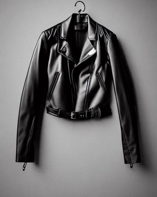 Black Leather Jacket Product Photo