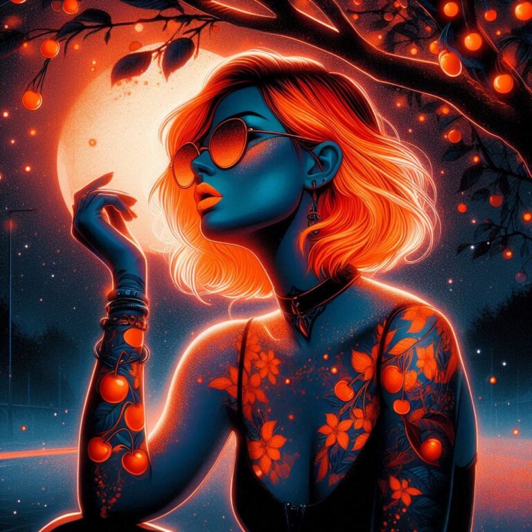 Cool Girl Under Cherry Tree