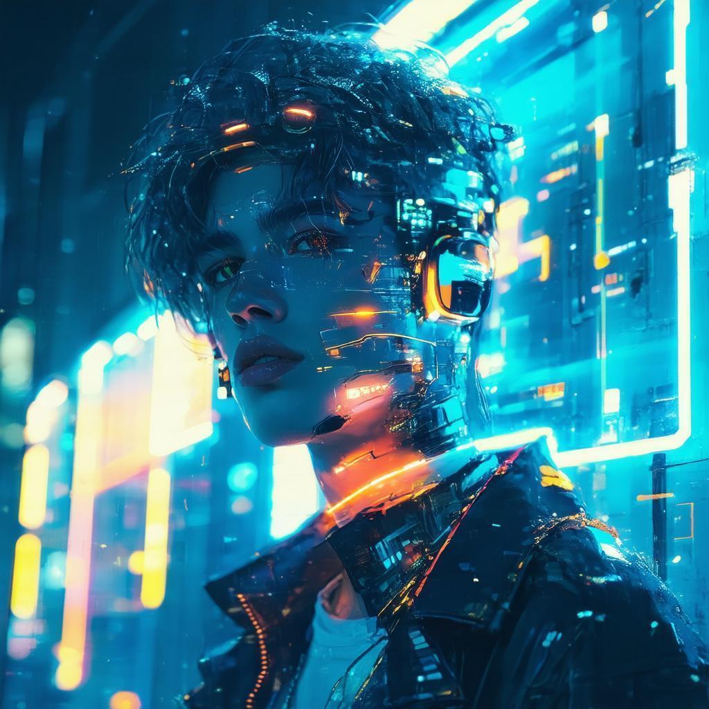 Youthful Explorer Wired in Neon Interfaces