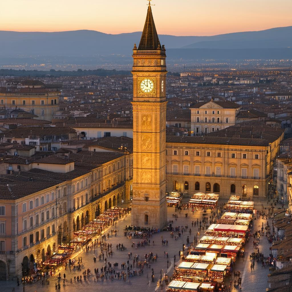 Renaissance Clock Tower Bathed in Golden Dusk