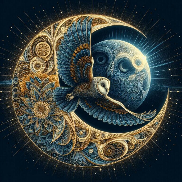 Digital Art Of Owl Soaring To Moon