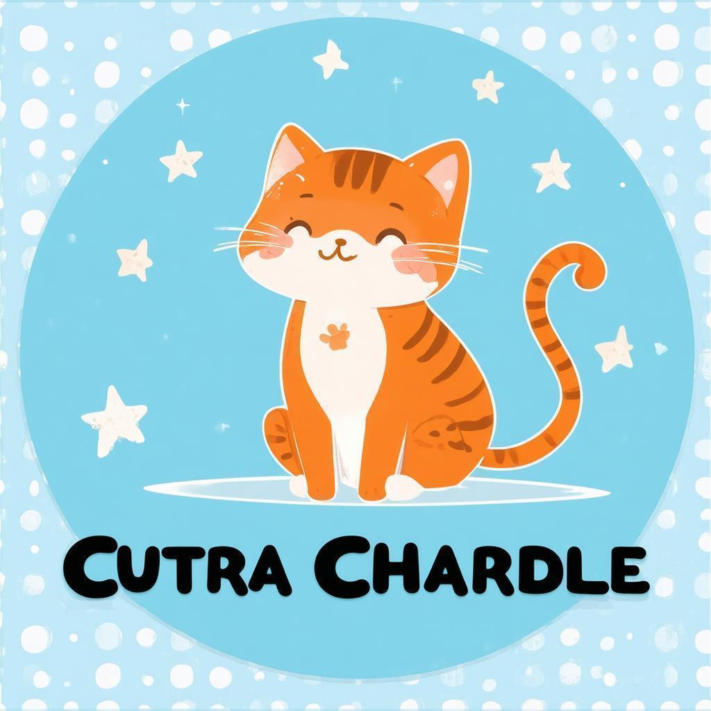 Whimsical Orange Cartoon Cat Among Stars