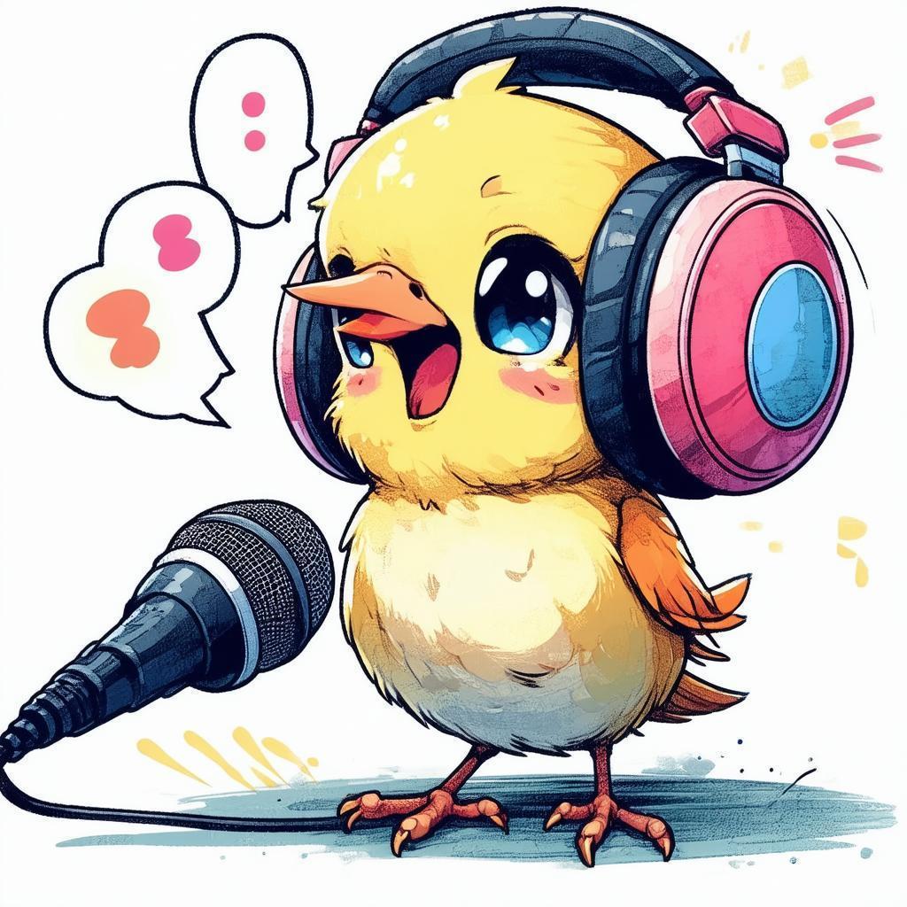 Manga Bird Broadcasting From a Futuristic Studio