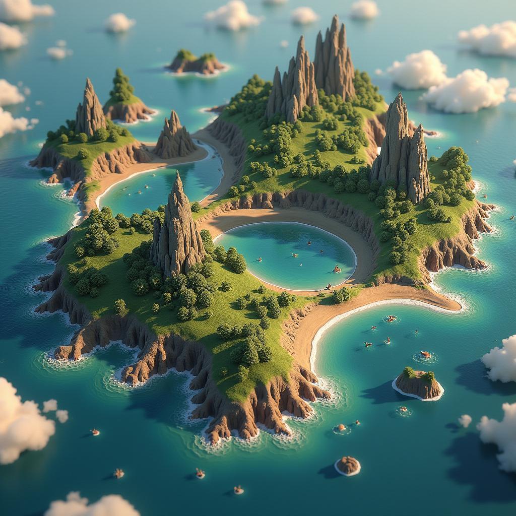 Hyperreal Fantasy Archipelago in Detailed 3D