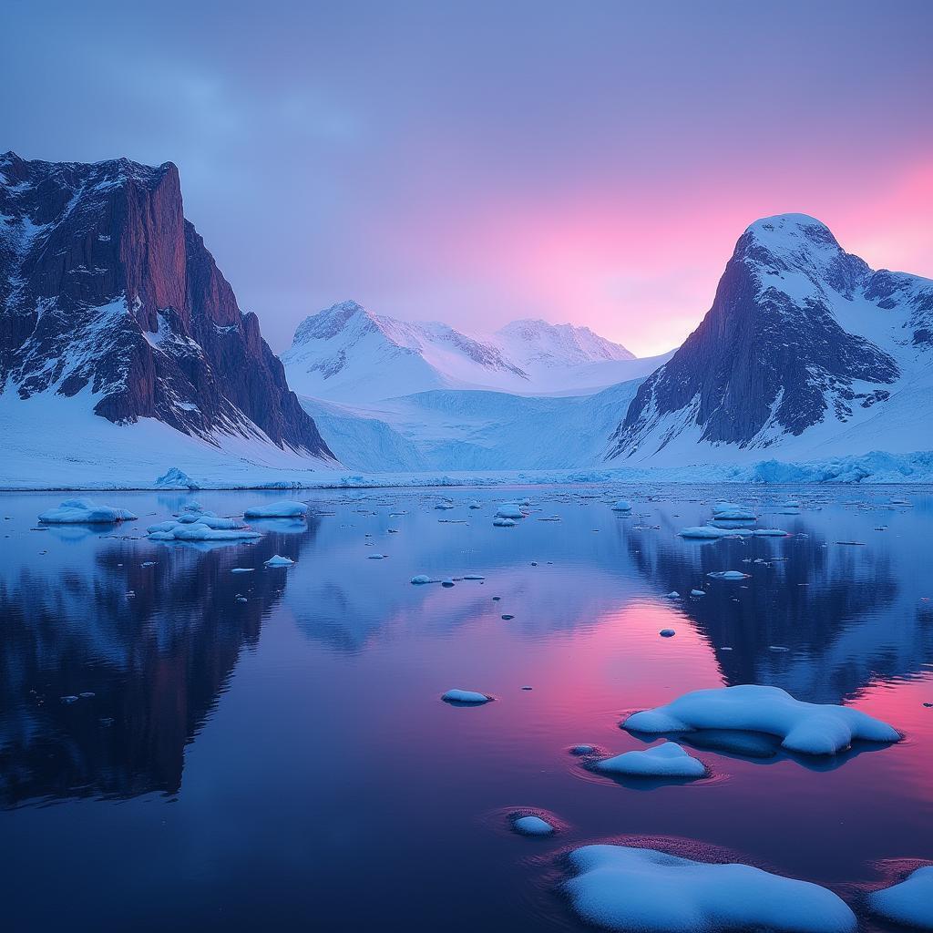 Antarctic Peninsula Mirrored in Neon Waters
