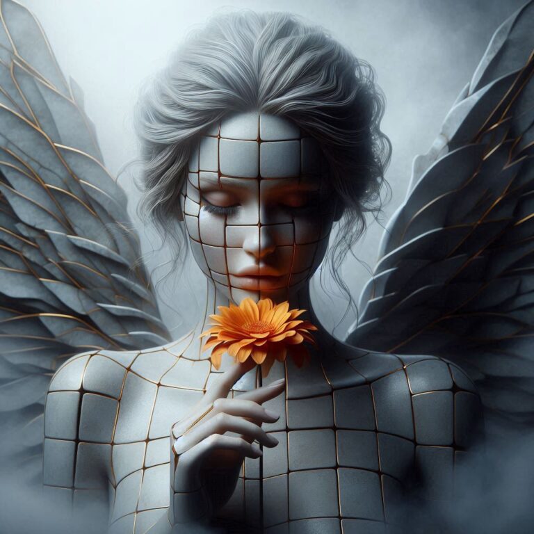 Breathtaking Angel In Kintsugi Style