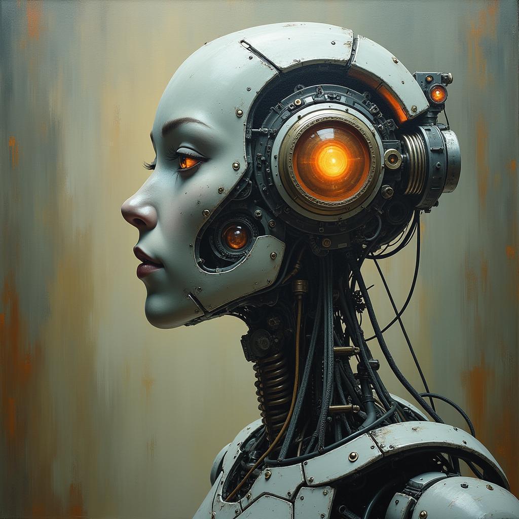 Surreal Robot Android in Misty Oils