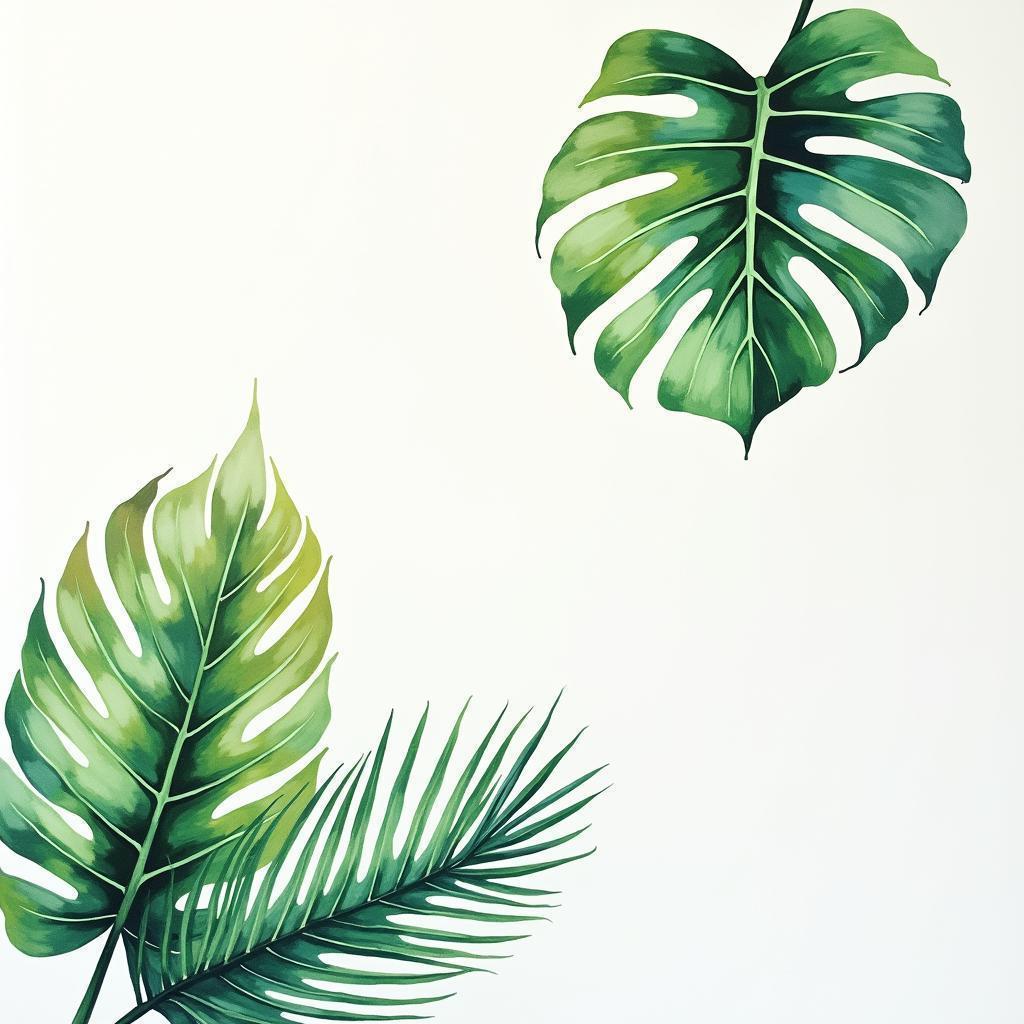Floating Tropical Leaves in Neon Ombre