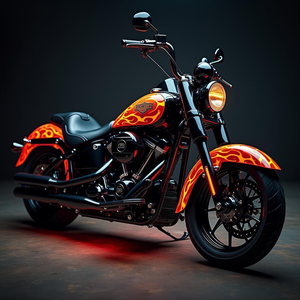 Harley Davidson Flames in Cinematic Chiaroscuro