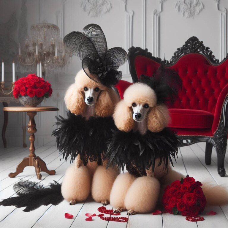 Glamorous Apricot Poodles in Victorian Room