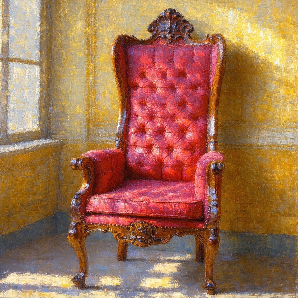 Impressionist Mahogany Chair in Dappled Light