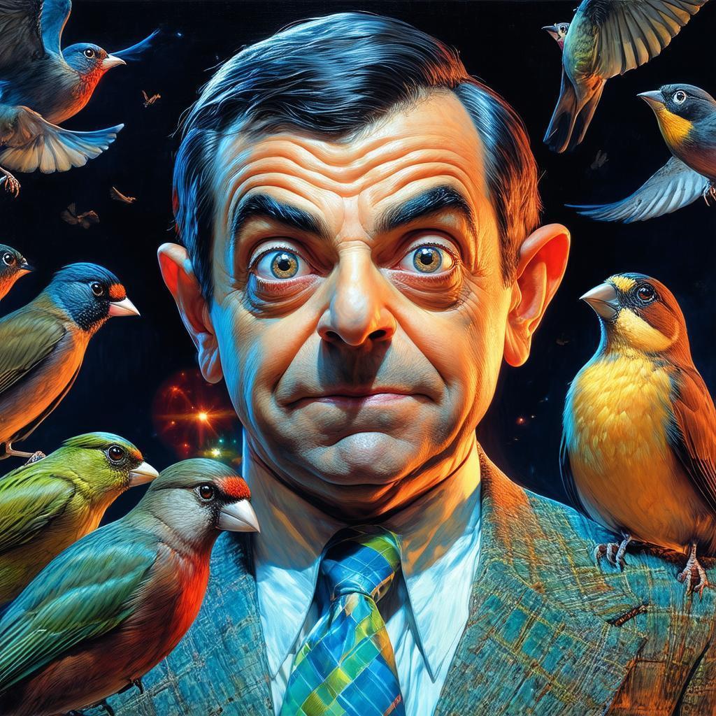 Neon Giant Mr Bean Among Darwin's Finches