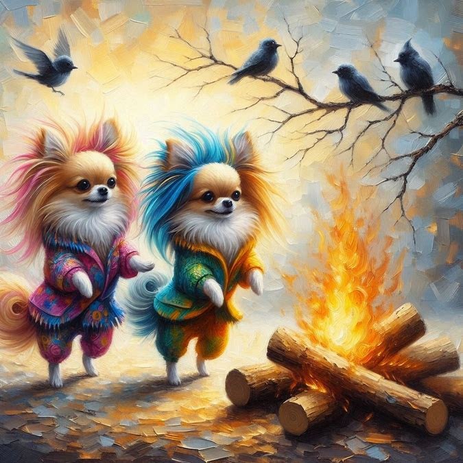Dancing Chihuahuas by a Campfire