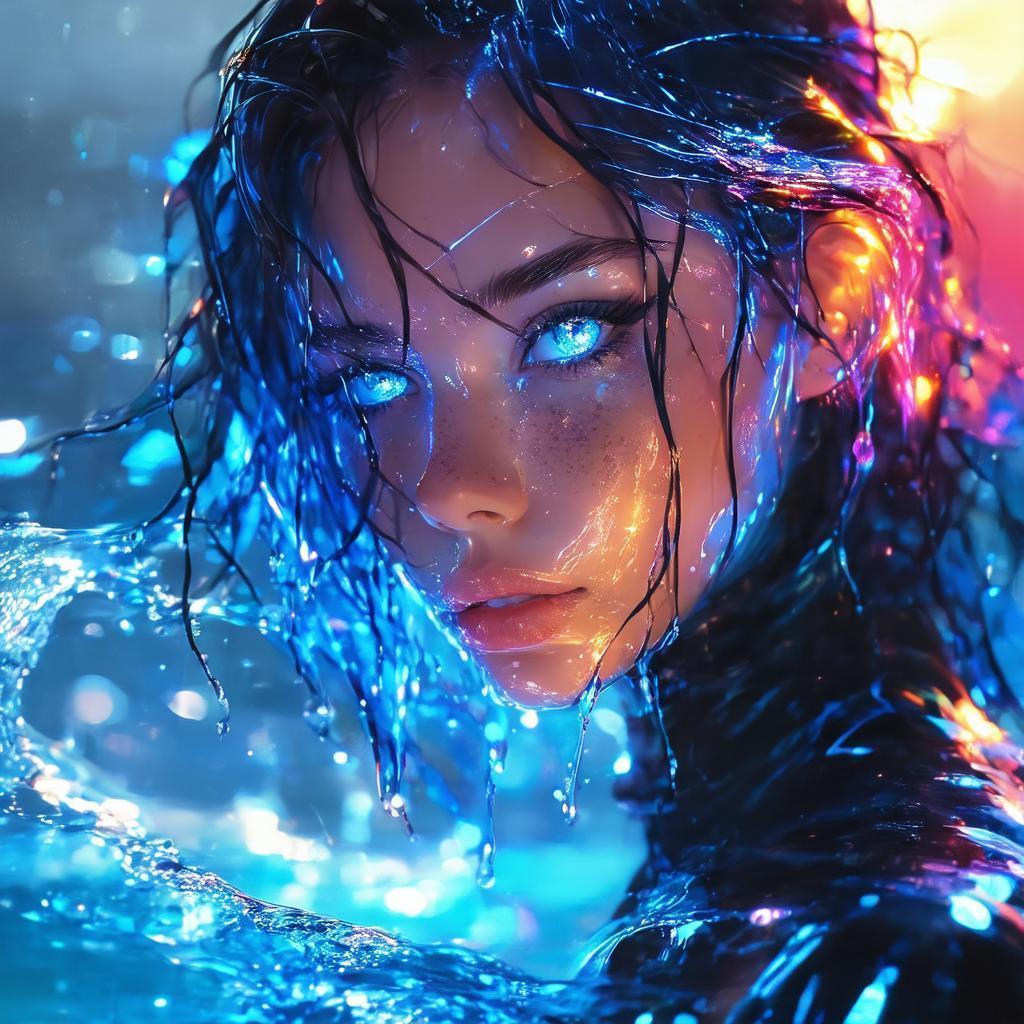 Glass Woman With Water Splash Hair