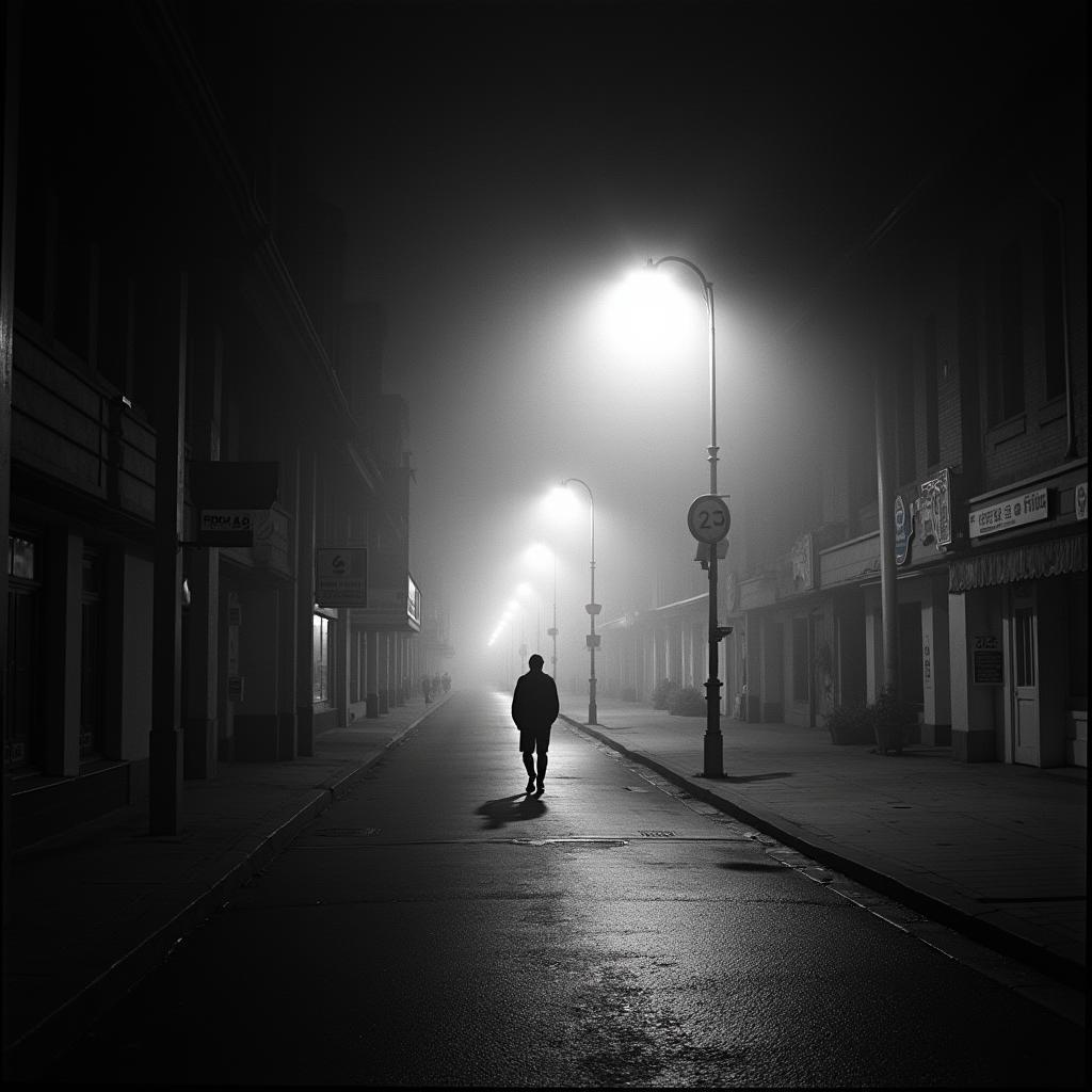 Grainy Streetlamp Shadows at Four AM