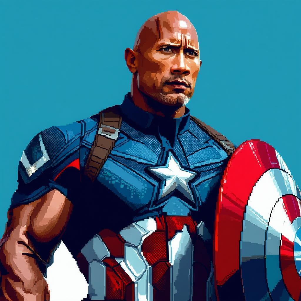 Dwayne Johnson as 8 Bit Captain America