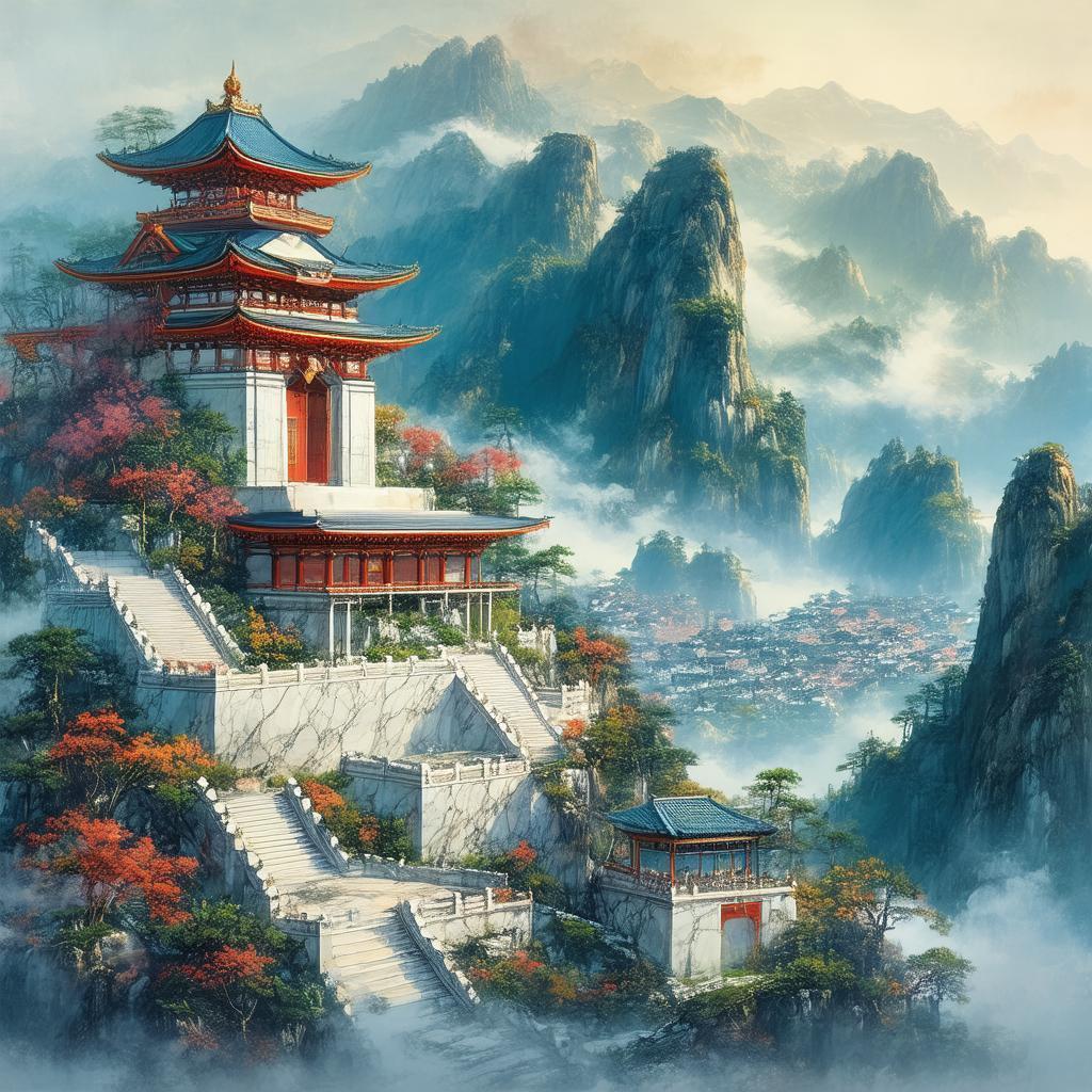 Marble Temple Blending Greek and Japanese Grace