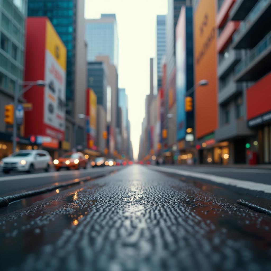 Macro Rainbow Streets of a Bustling City